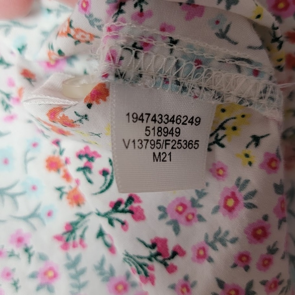 Lands' End Pajama Top‎ 1X Floral Button Front Cotton India Cottagecore Soft - Picture 7 of 7